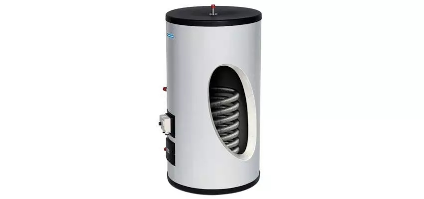 Hamworthy Halstock calorifier cutaway showing the internal heat-exchange coil