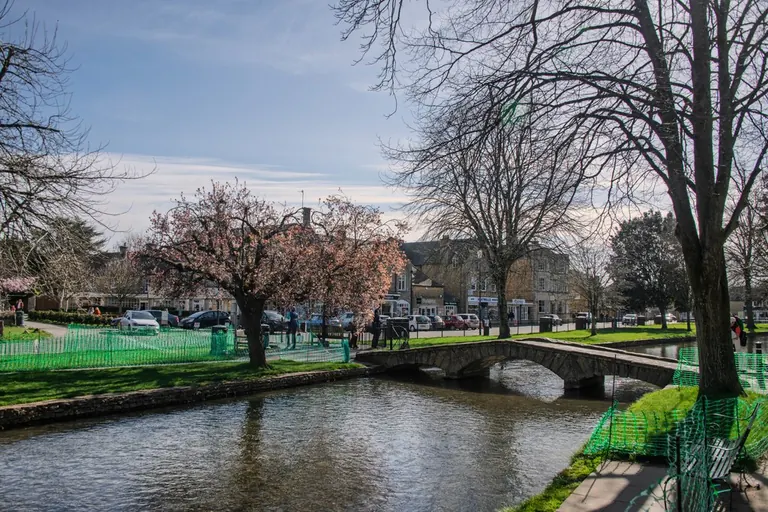 Stone footbridge over the River Windrush in Bourton-on-the-Water