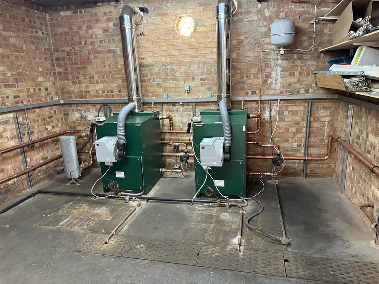 Twin Firebird Envirogreen boilers with new copper connections before insulation