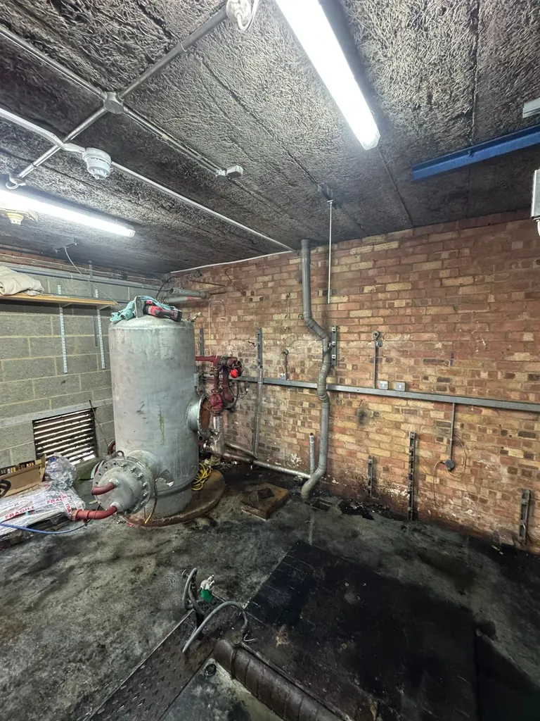 Mulberry Bush School plant room after removal of the old equipment
