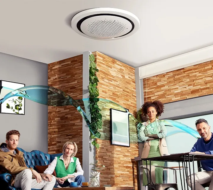 Samsung 360 Cassette in a café interior